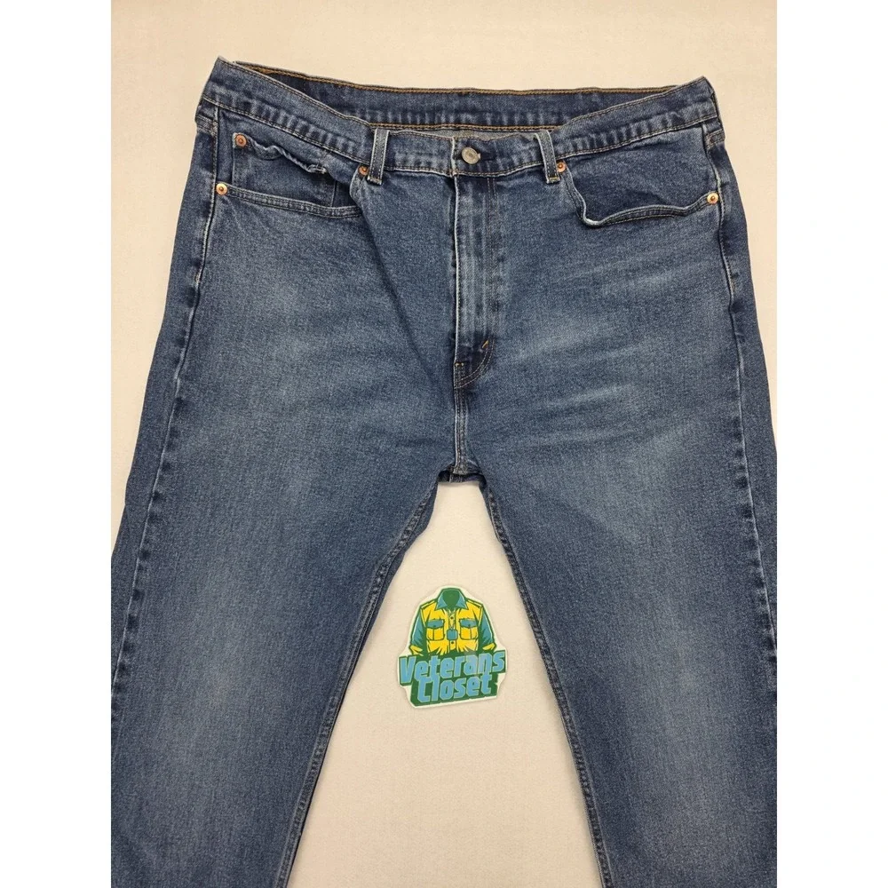 Levis 505 Relaxed Fit Straight Leg Jeans Mens 38x34 Dark Wash Blue Denim